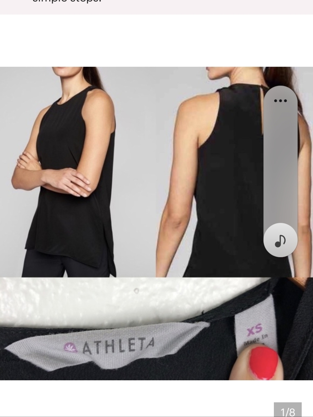 Athleta Black Silk Side Slit CYA Tank
